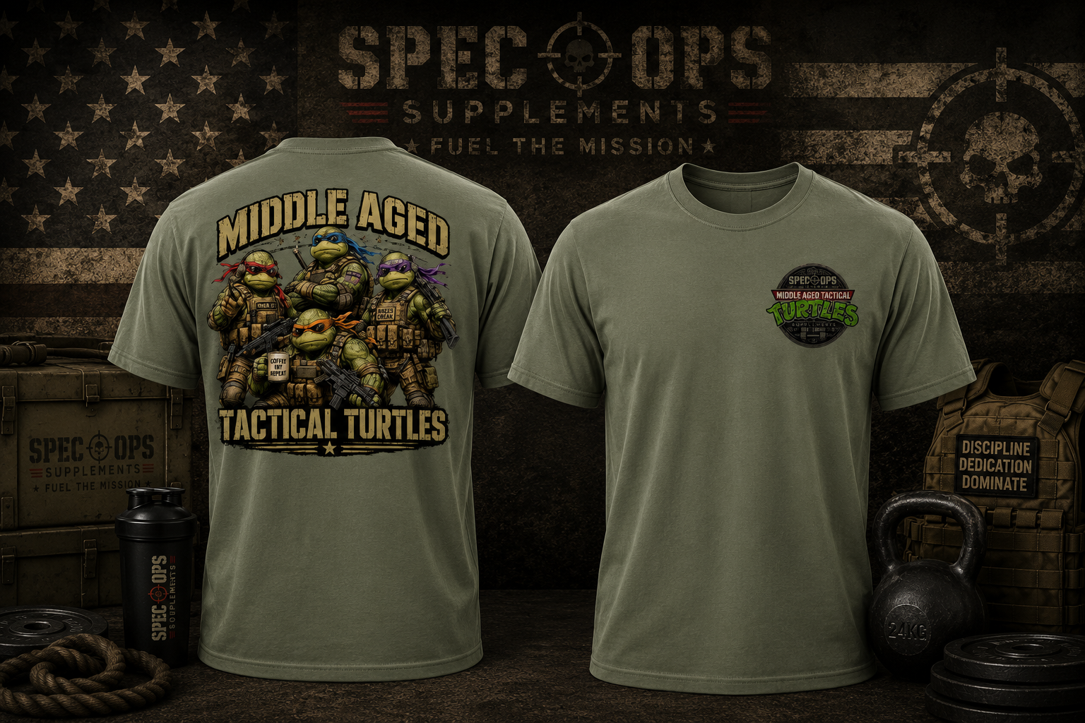 Middle aged tactical turtles