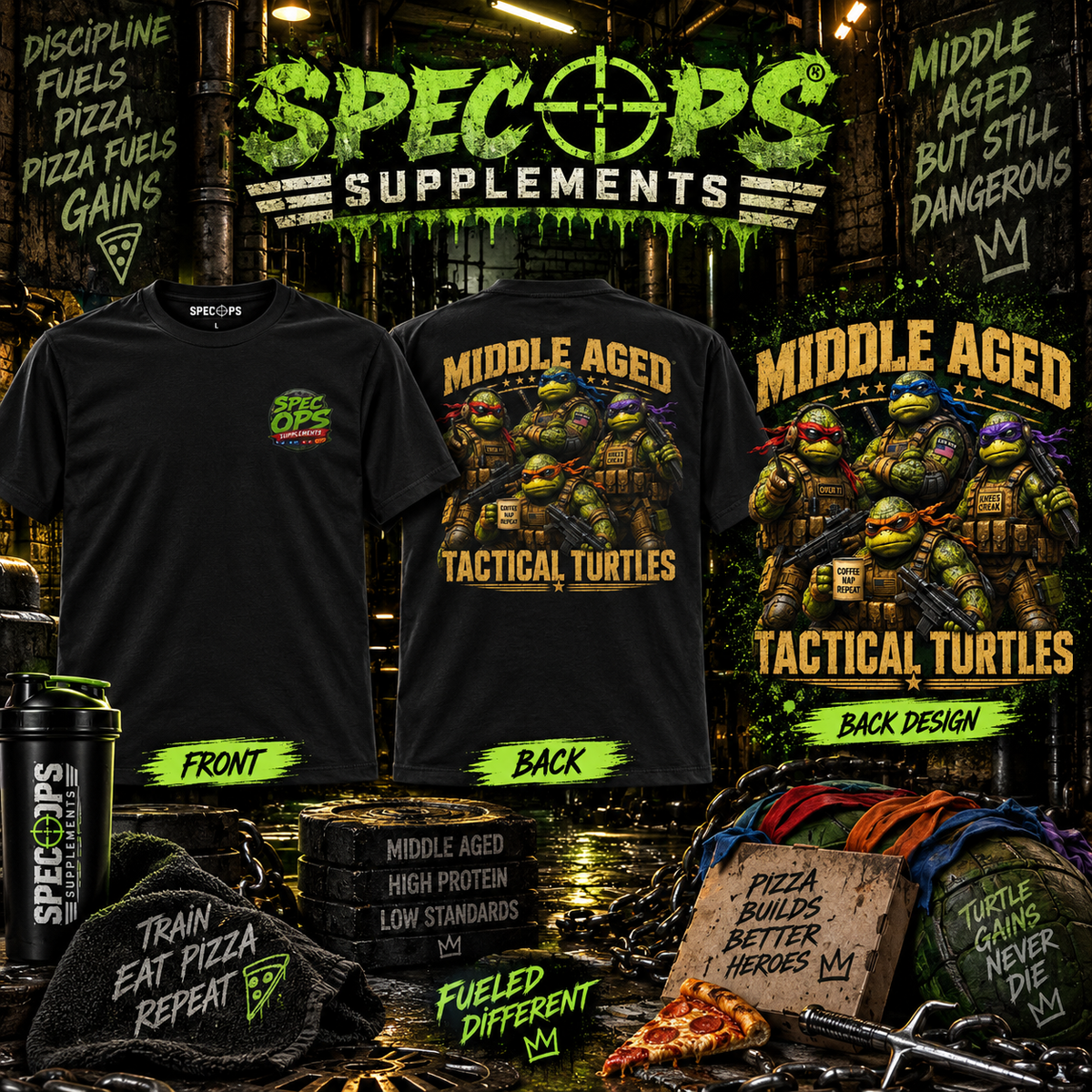 Middle Aged Tactical Turtles T-Shirt